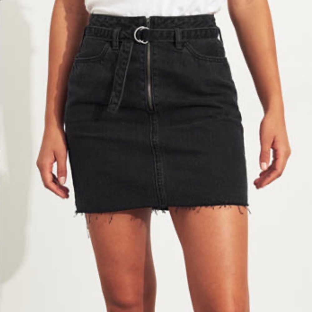 NWT Hollister black ultra high mini skirt denim 7 - Picture 1 of 8